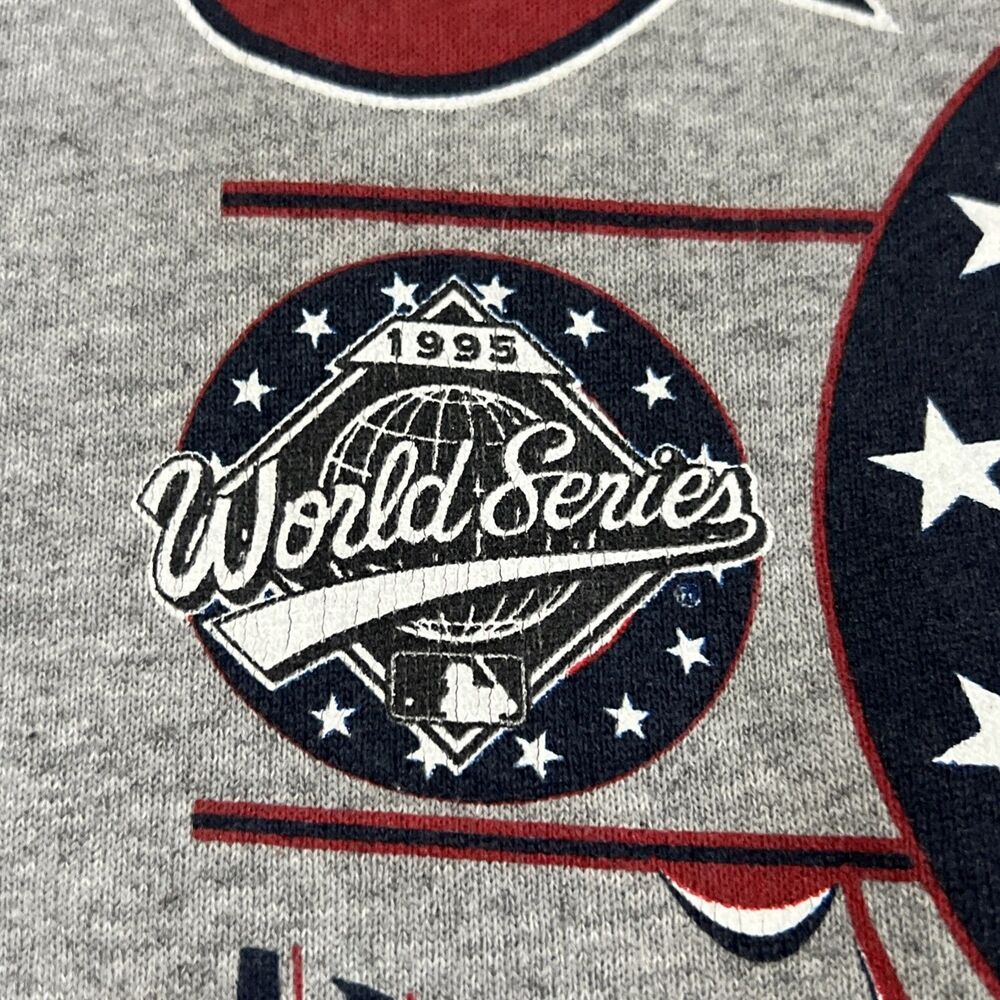 Vintage 90s Lee Sport Cleveland Indians AL Champions 1995 Gray Sweatshirt - XL - Picture 3 of 7